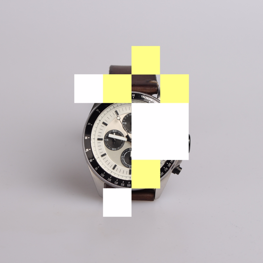 Image of a watch with a pixelated graphics for a blog article on reasons to rebrand
