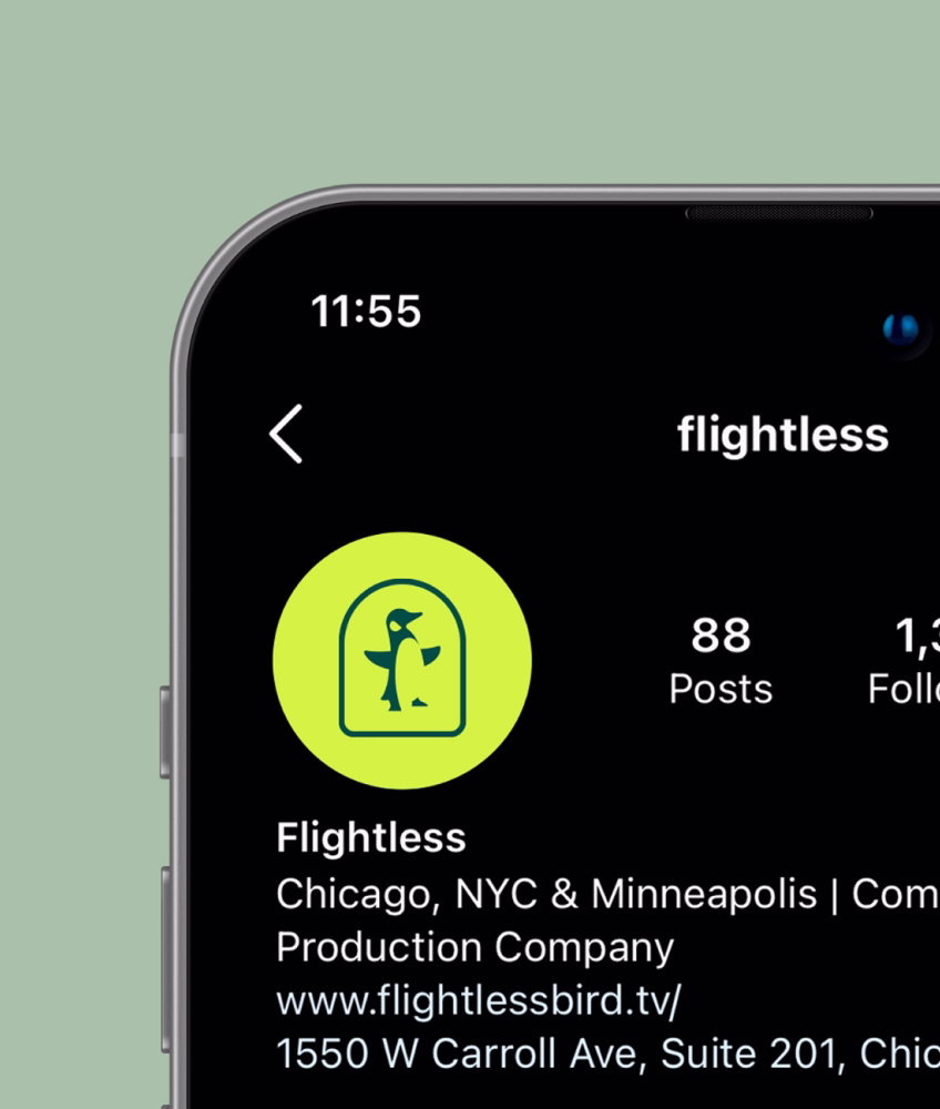 Flightless social media icon - video production firm branding