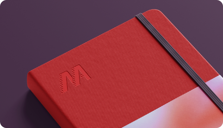 Market Access logo embossed on notebook - biotech brand collateral