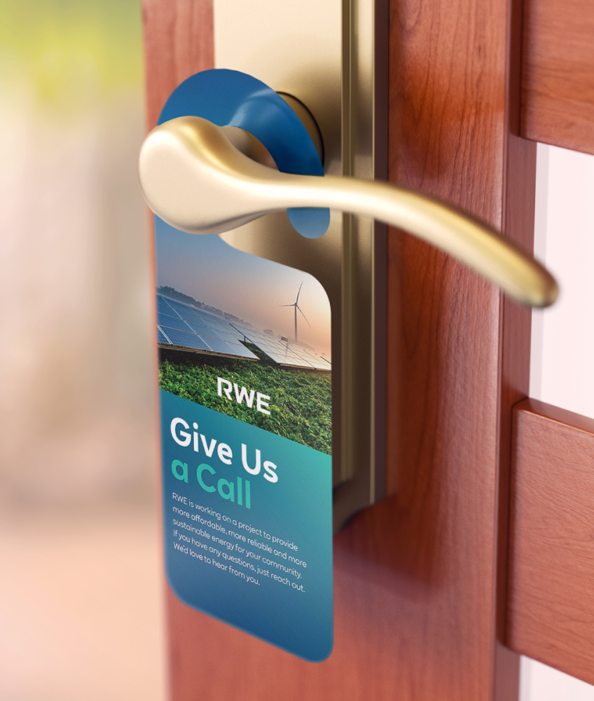 RWE door hangers as part of creative retainer