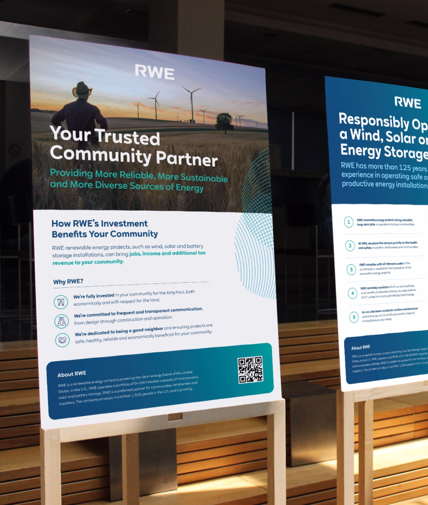 RWE town hall posters as part of creative retainer