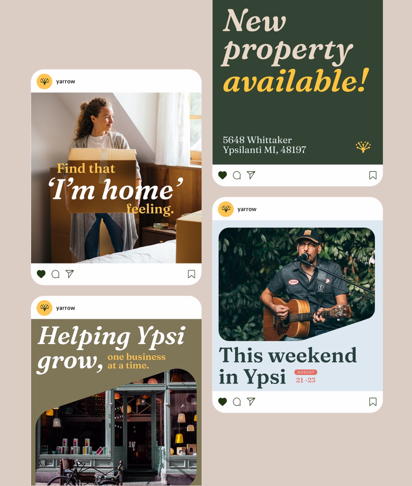 Yarrow social media graphics - real estate branding