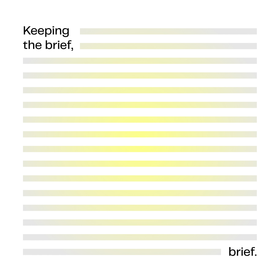 Blog header image that says "keeping the brief, brief" for an article on how to write an effective creative brief.