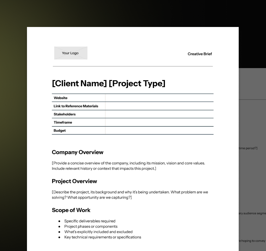 Preview image of a creative brief template.