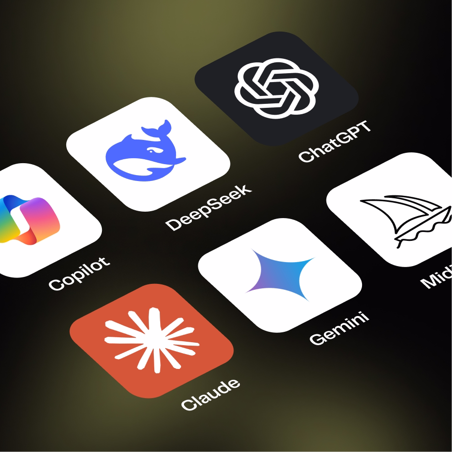 Image of AI icons for a blog article on using AI in creative work